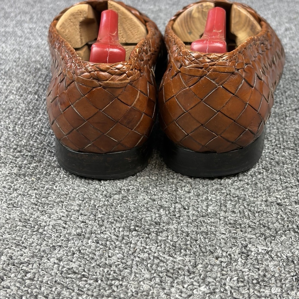Moreschi Brown Woven Leather Loafers Mens 8.5 Handmade‎ Italian Slip On Dress - Picture 5 of 10
